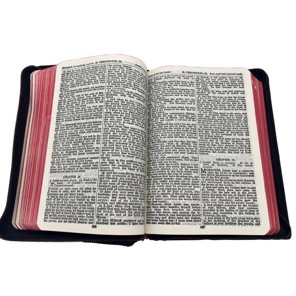 Vintage KJV Bible 1950 Zippered Red Letter Concordance Leather 1950s - Picture 5 of 8